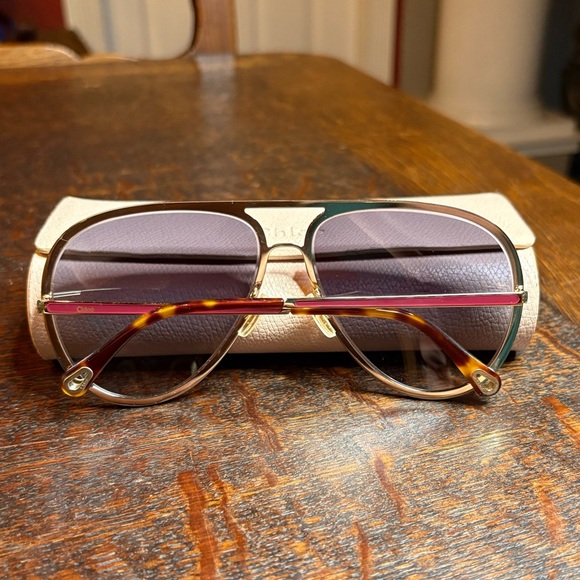 Chloé CH0099S 003 Red Gold Aviator Oversized Sunglasses main image 12